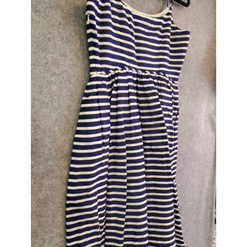 🌷J. Crew Blue White Nautical Linen Cotton Summer Flare Dress Womens Size 00 - Picture 8 of 13